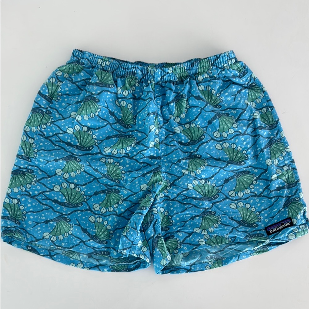 Vibrant Blue Swim Shorts with Leaf Design